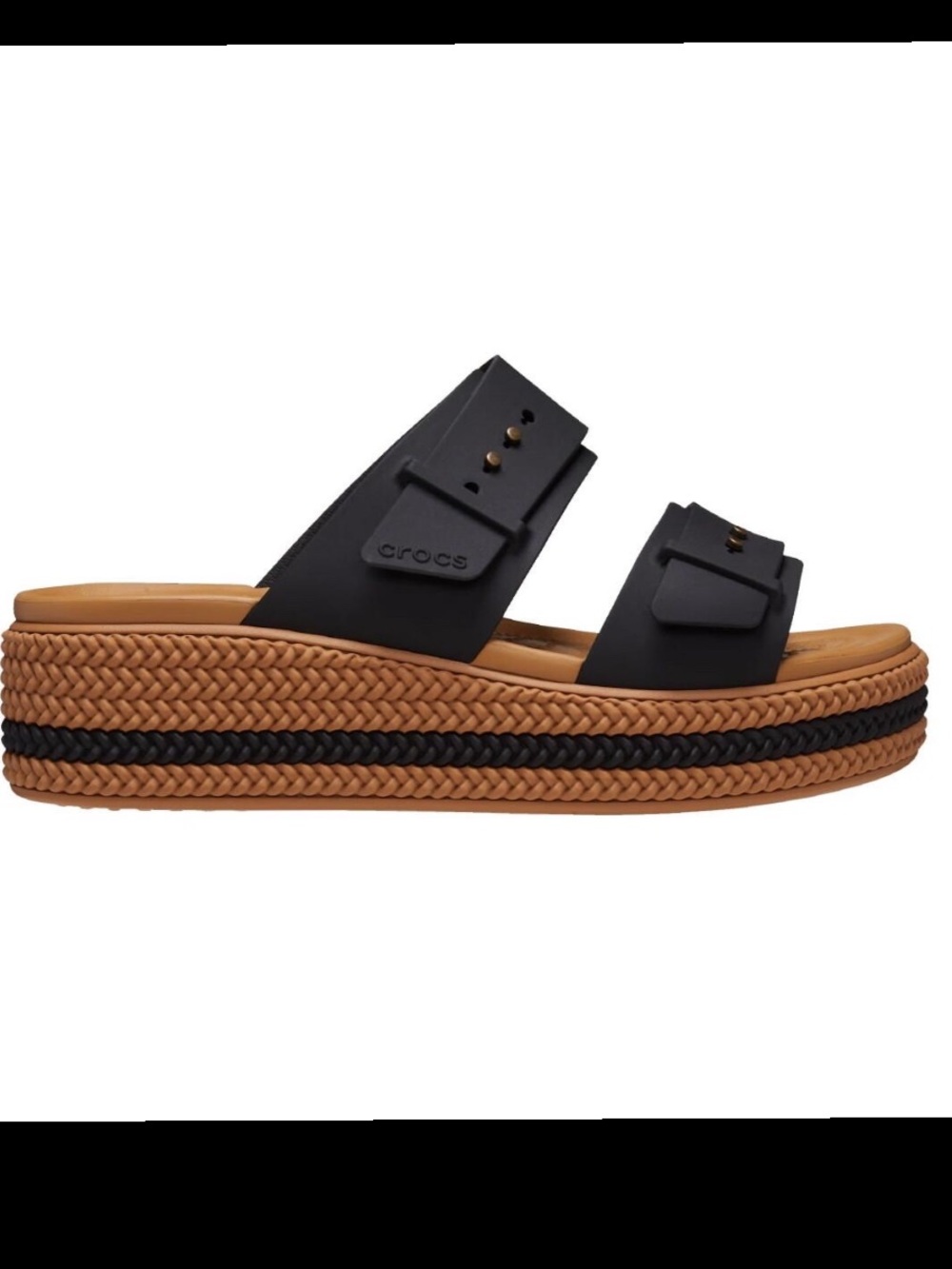 CROCS Black Brooklyn Woven Buckle Platform Sandals